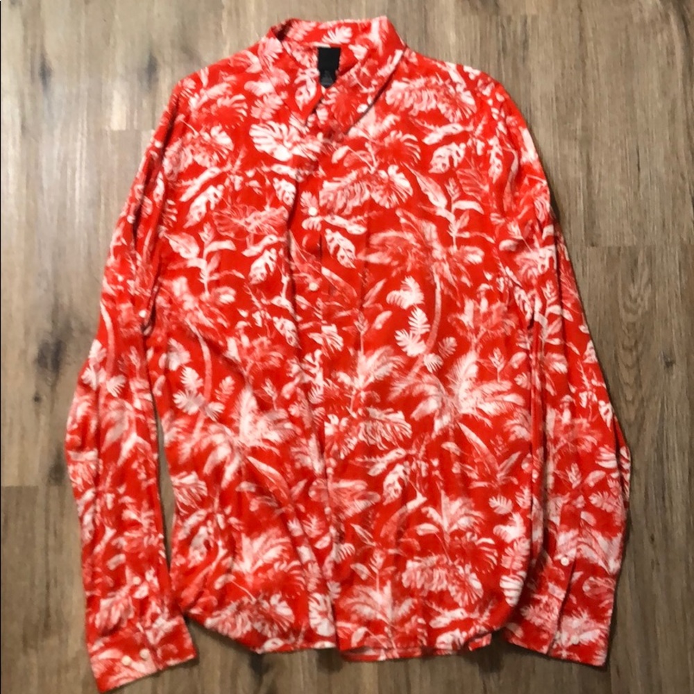 H&M floral long sleeve button down-slim fit NWOT